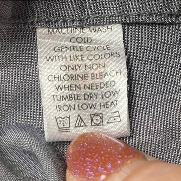 Calvin Klein Button Down Short Sleeve Shirt Men's Large Gray Marled - Picture 9 of 9